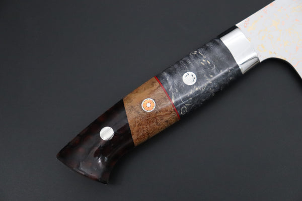 Takeshi Saji Bunka Takeshi Saji SUMMIT ― Limited Edition Custom Series SMT-1211 VG-10W磨 Multi-Colored Golden-Rainbow Damascus Bunka 175mm (6.8 Inch)