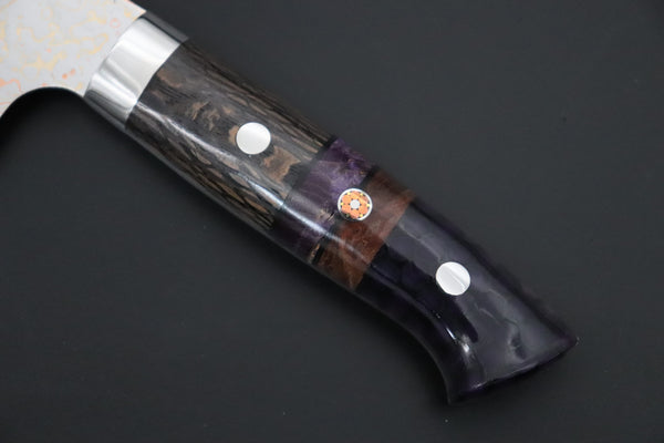 Takeshi Saji Bunka Takeshi Saji SUMMIT ― Limited Edition Custom Series SMT-1212 VG-10W磨 Multi-Colored Golden-Rainbow Damascus Bunka 175mm (6.8 Inch)