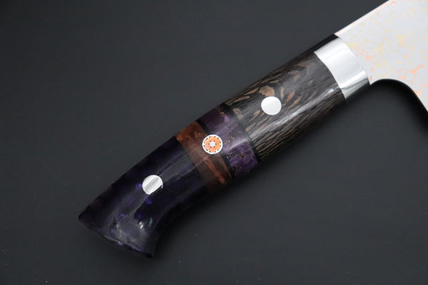 Takeshi Saji Bunka Takeshi Saji SUMMIT ― Limited Edition Custom Series SMT-1212 VG-10W磨 Multi-Colored Golden-Rainbow Damascus Bunka 175mm (6.8 Inch)