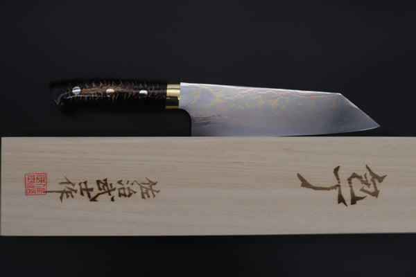 Takeshi Saji Bunka Takeshi Saji SUMMIT ― Limited Edition Custom Series SMT-828 Blue Steel No.2 Rainbow Damascus Bunka 180mm (7 inch)