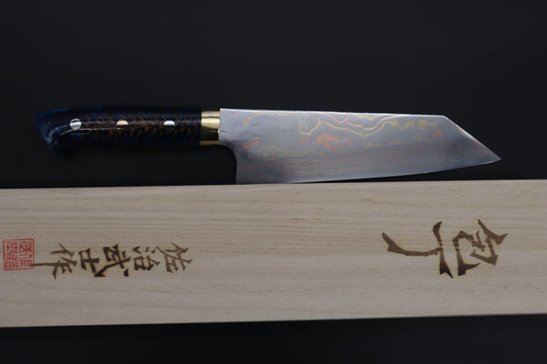 Takeshi Saji Bunka Takeshi Saji SUMMIT ― Limited Edition Custom Series SMT-830 Blue Steel No.2 Rainbow Damascus Bunka 180mm (7 inch)