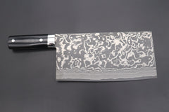 Takeshi Saji VG10 Custom Damascus Chinese Cleaver Linen Micarta Handle