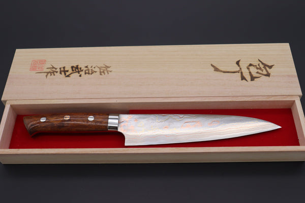 Takeshi Saji Gyuto Master Saji Rainbow Damascus Series Gyuto (180mm to 270mm, 4 Sizes, Ironwood Handle)