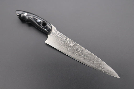 Takeshi Saji Gyuto Takeshi Saji New Design VG-10 Custom Damascus Series Gyuto (180mm and 210mm, 2 Sizes, Linen Micarta Handle)