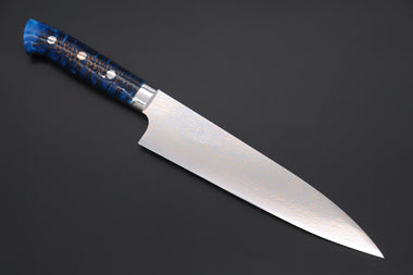 Takeshi Saji Gyuto Takeshi Saji SUMMIT ― Limited Edition Custom Series SMT-1001 VG-10W磨 Multi-Colored Golden-Rainbow Damascus Gyuto 210mm (8.2 Inch)