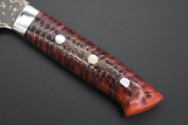 Takeshi Saji Gyuto Takeshi Saji SUMMIT ― Limited Edition Custom Series SMT-1055 VG-10W Multi-Colored Golden-Rainbow Damascus Gyuto 210mm (8.2 Inch)