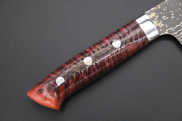Takeshi Saji Gyuto Takeshi Saji SUMMIT ― Limited Edition Custom Series SMT-1055 VG-10W Multi-Colored Golden-Rainbow Damascus Gyuto 210mm (8.2 Inch)