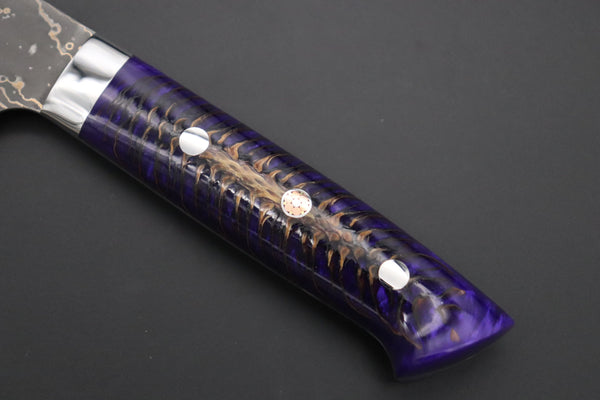 Takeshi Saji Gyuto Takeshi Saji SUMMIT ― Limited Edition Custom Series SMT-1056 VG-10W Multi-Colored Golden-Rainbow Damascus Gyuto 210mm (8.2 Inch)