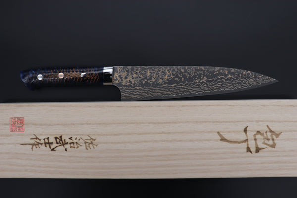 Takeshi Saji Gyuto Takeshi Saji SUMMIT ― Limited Edition Custom Series SMT-1057 VG-10W Multi-Colored Golden-Rainbow Damascus Gyuto 210mm (8.2 Inch)