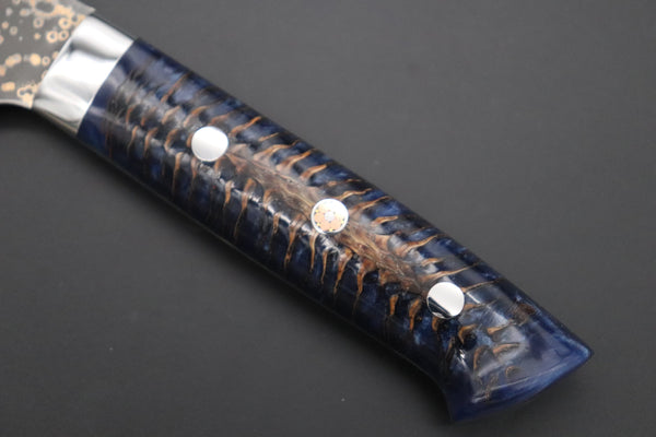 Takeshi Saji Gyuto Takeshi Saji SUMMIT ― Limited Edition Custom Series SMT-1057 VG-10W Multi-Colored Golden-Rainbow Damascus Gyuto 210mm (8.2 Inch)