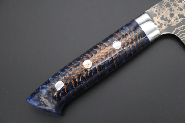 Takeshi Saji Gyuto Takeshi Saji SUMMIT ― Limited Edition Custom Series SMT-1057 VG-10W Multi-Colored Golden-Rainbow Damascus Gyuto 210mm (8.2 Inch)