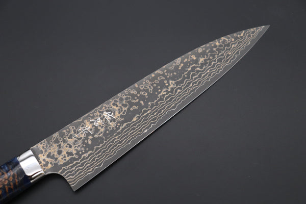Takeshi Saji Gyuto Takeshi Saji SUMMIT ― Limited Edition Custom Series SMT-1057 VG-10W Multi-Colored Golden-Rainbow Damascus Gyuto 210mm (8.2 Inch)