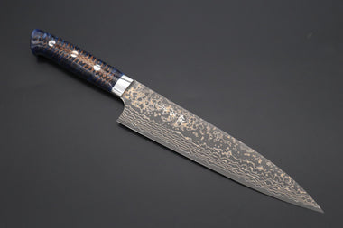 Takeshi Saji Gyuto Takeshi Saji SUMMIT ― Limited Edition Custom Series SMT-1057 VG-10W Multi-Colored Golden-Rainbow Damascus Gyuto 210mm (8.2 Inch)