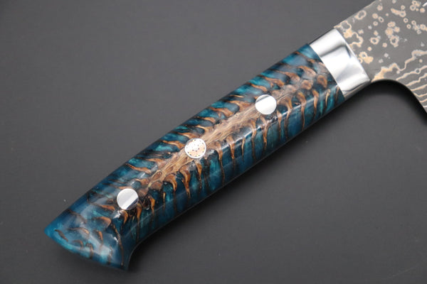 Takeshi Saji Gyuto Takeshi Saji SUMMIT ― Limited Edition Custom Series SMT-1058 VG-10W Multi-Colored Golden-Rainbow Damascus Gyuto 210mm (8.2 Inch)
