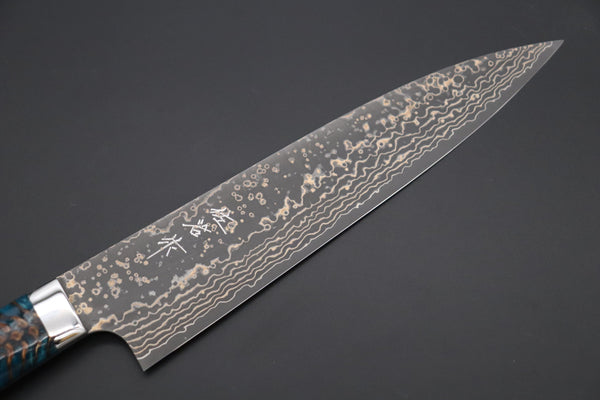 Takeshi Saji Gyuto Takeshi Saji SUMMIT ― Limited Edition Custom Series SMT-1058 VG-10W Multi-Colored Golden-Rainbow Damascus Gyuto 210mm (8.2 Inch)