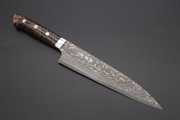 Takeshi Saji Gyuto Takeshi Saji SUMMIT ― Limited Edition Custom Series SMT-1059 VG-10W Multi-Colored Golden-Rainbow Damascus Gyuto 210mm (8.2 Inch)