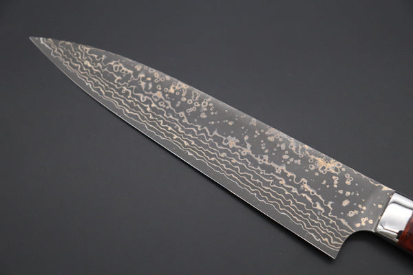 Takeshi Saji Gyuto Takeshi Saji SUMMIT ― Limited Edition Custom Series SMT-1060 VG-10W Multi-Colored Golden-Rainbow Damascus Gyuto 210mm (8.2 Inch)