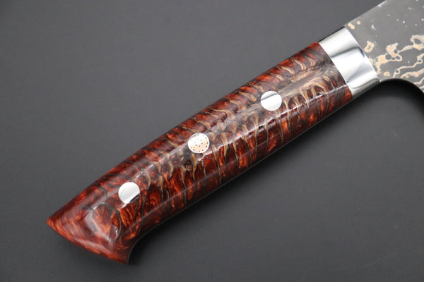 Takeshi Saji Gyuto Takeshi Saji SUMMIT ― Limited Edition Custom Series SMT-1060 VG-10W Multi-Colored Golden-Rainbow Damascus Gyuto 210mm (8.2 Inch)