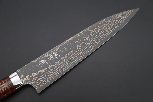 Takeshi Saji Gyuto Takeshi Saji SUMMIT ― Limited Edition Custom Series SMT-1060 VG-10W Multi-Colored Golden-Rainbow Damascus Gyuto 210mm (8.2 Inch)