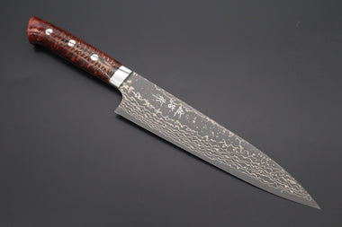 Takeshi Saji Gyuto Takeshi Saji SUMMIT ― Limited Edition Custom Series SMT-1060 VG-10W Multi-Colored Golden-Rainbow Damascus Gyuto 210mm (8.2 Inch)