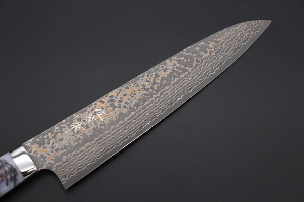 Takeshi Saji Gyuto Takeshi Saji SUMMIT ― Limited Edition Custom Series SMT-1061 VG-10W Multi-Colored Golden-Rainbow Damascus Gyuto 240mm (9.4 Inch)