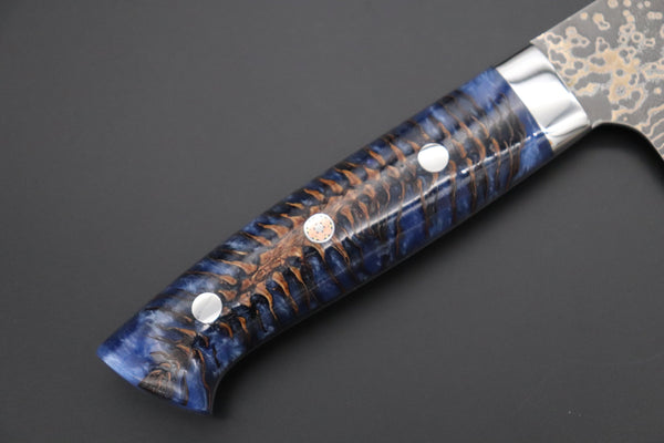 Takeshi Saji Gyuto Takeshi Saji SUMMIT ― Limited Edition Custom Series SMT-1062 VG-10W Multi-Colored Golden-Rainbow Damascus Gyuto 240mm (9.4 Inch)