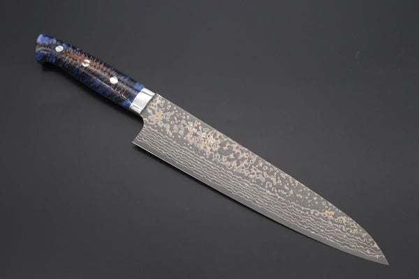 Takeshi Saji Gyuto Takeshi Saji SUMMIT ― Limited Edition Custom Series SMT-1062 VG-10W Multi-Colored Golden-Rainbow Damascus Gyuto 240mm (9.4 Inch)