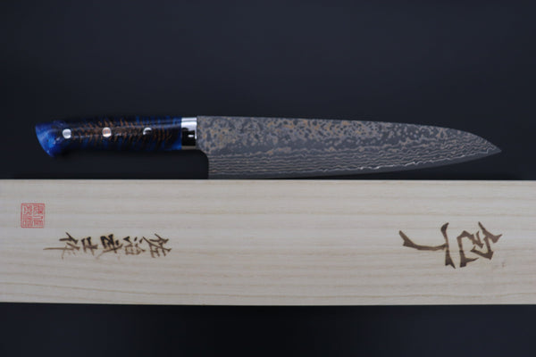Takeshi Saji Gyuto Takeshi Saji SUMMIT ― Limited Edition Custom Series SMT-1063 VG-10W Multi-Colored Golden-Rainbow Damascus Gyuto 240mm (9.4 Inch)