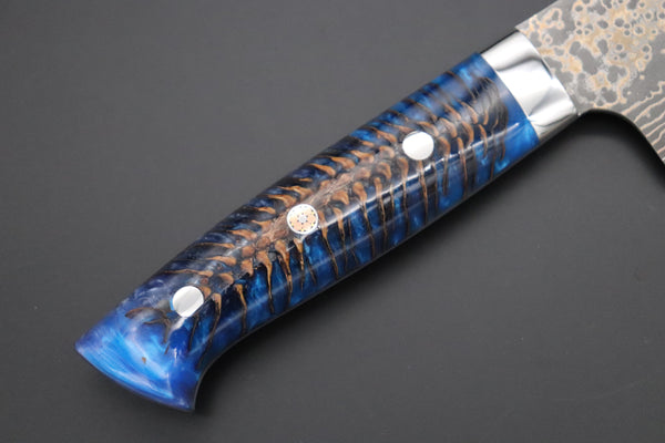Takeshi Saji Gyuto Takeshi Saji SUMMIT ― Limited Edition Custom Series SMT-1063 VG-10W Multi-Colored Golden-Rainbow Damascus Gyuto 240mm (9.4 Inch)