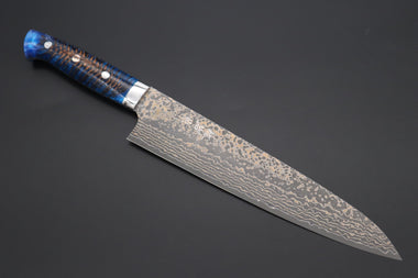 Takeshi Saji Gyuto Takeshi Saji SUMMIT ― Limited Edition Custom Series SMT-1063 VG-10W Multi-Colored Golden-Rainbow Damascus Gyuto 240mm (9.4 Inch)