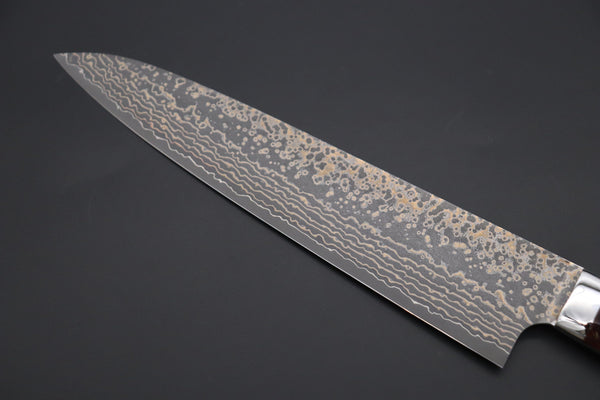 Takeshi Saji Gyuto Takeshi Saji SUMMIT ― Limited Edition Custom Series SMT-1065 VG-10W Multi-Colored Golden-Rainbow Damascus Gyuto 240mm (9.4 Inch)