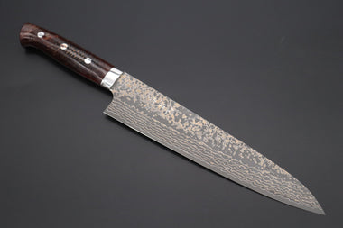 Takeshi Saji Gyuto Takeshi Saji SUMMIT ― Limited Edition Custom Series SMT-1065 VG-10W Multi-Colored Golden-Rainbow Damascus Gyuto 240mm (9.4 Inch)