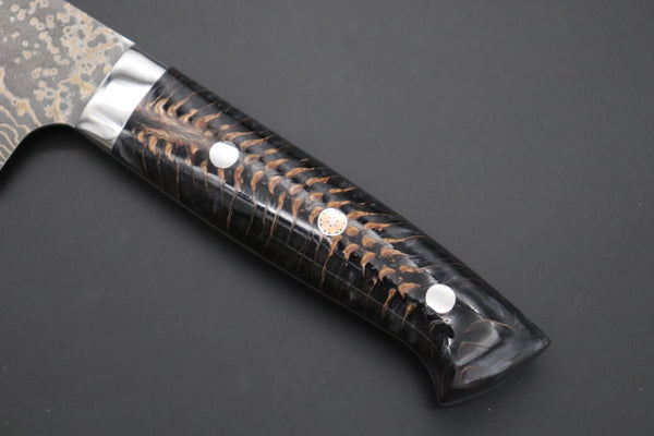 Takeshi Saji Gyuto Takeshi Saji SUMMIT ― Limited Edition Custom Series SMT-1066 VG-10W Multi-Colored Golden-Rainbow Damascus Gyuto 240mm (9.4 Inch)