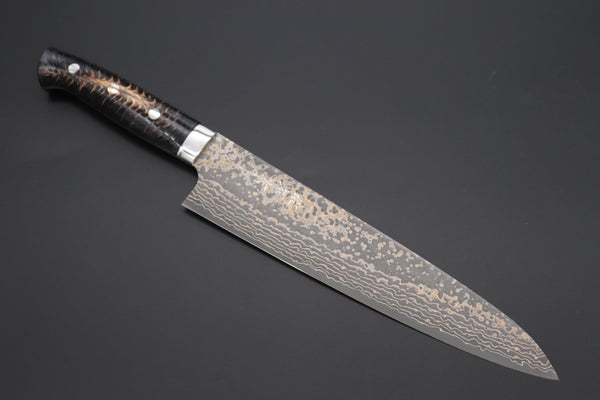 Takeshi Saji Gyuto Takeshi Saji SUMMIT ― Limited Edition Custom Series SMT-1066 VG-10W Multi-Colored Golden-Rainbow Damascus Gyuto 240mm (9.4 Inch)
