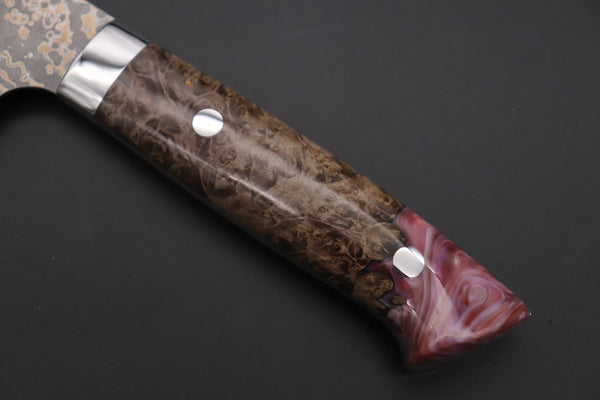 Takeshi Saji Gyuto Takeshi Saji SUMMIT ― Limited Edition Custom Series SMT-1089 VG-10W Multi-Colored Golden-Rainbow Damascus Gyuto 210mm (8.2 Inch)