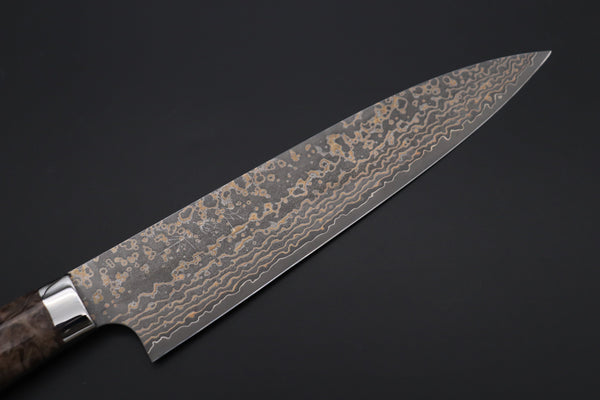 Takeshi Saji Gyuto Takeshi Saji SUMMIT ― Limited Edition Custom Series SMT-1089 VG-10W Multi-Colored Golden-Rainbow Damascus Gyuto 210mm (8.2 Inch)