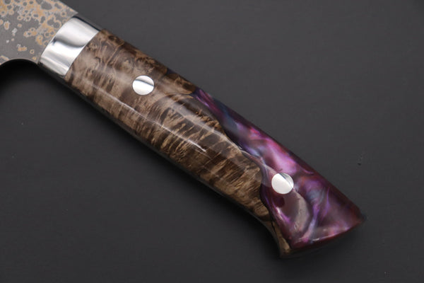 Takeshi Saji Gyuto Takeshi Saji SUMMIT ― Limited Edition Custom Series SMT-1090 VG-10W Multi-Colored Golden-Rainbow Damascus Gyuto 210mm (8.2 Inch)