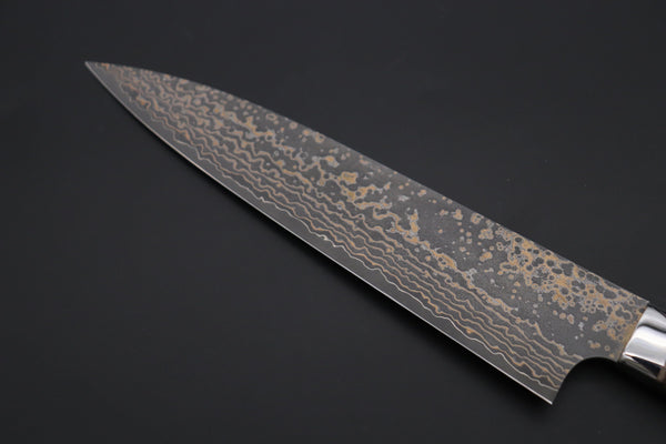 Takeshi Saji Gyuto Takeshi Saji SUMMIT ― Limited Edition Custom Series SMT-1090 VG-10W Multi-Colored Golden-Rainbow Damascus Gyuto 210mm (8.2 Inch)