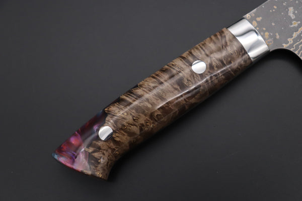 Takeshi Saji Gyuto Takeshi Saji SUMMIT ― Limited Edition Custom Series SMT-1090 VG-10W Multi-Colored Golden-Rainbow Damascus Gyuto 210mm (8.2 Inch)