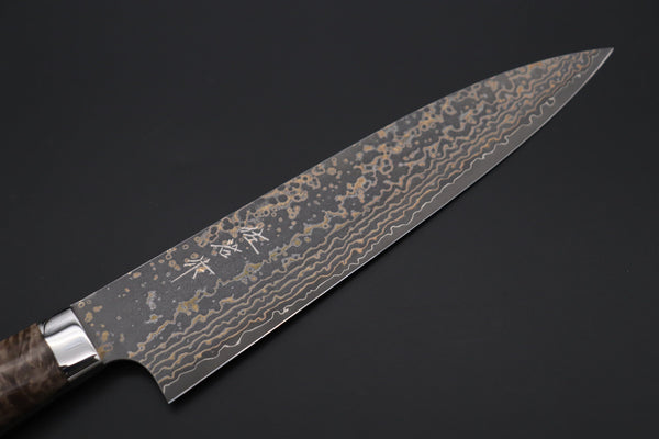 Takeshi Saji Gyuto Takeshi Saji SUMMIT ― Limited Edition Custom Series SMT-1090 VG-10W Multi-Colored Golden-Rainbow Damascus Gyuto 210mm (8.2 Inch)