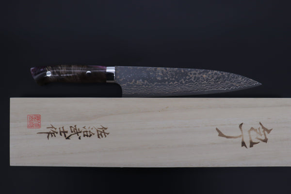 Takeshi Saji Gyuto Takeshi Saji SUMMIT ― Limited Edition Custom Series SMT-1091 VG-10W Multi-Colored Golden-Rainbow Damascus Gyuto 210mm (8.2 Inch)