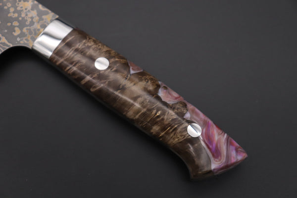 Takeshi Saji Gyuto Takeshi Saji SUMMIT ― Limited Edition Custom Series SMT-1091 VG-10W Multi-Colored Golden-Rainbow Damascus Gyuto 210mm (8.2 Inch)
