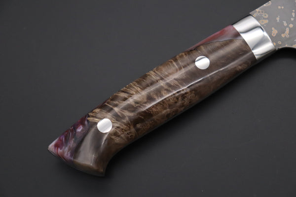 Takeshi Saji Gyuto Takeshi Saji SUMMIT ― Limited Edition Custom Series SMT-1091 VG-10W Multi-Colored Golden-Rainbow Damascus Gyuto 210mm (8.2 Inch)