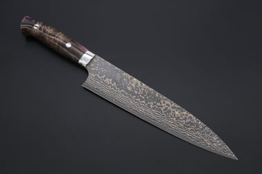 Takeshi Saji Gyuto Takeshi Saji SUMMIT ― Limited Edition Custom Series SMT-1091 VG-10W Multi-Colored Golden-Rainbow Damascus Gyuto 210mm (8.2 Inch)