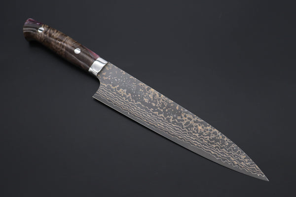 Takeshi Saji Gyuto Takeshi Saji SUMMIT ― Limited Edition Custom Series SMT-1091 VG-10W Multi-Colored Golden-Rainbow Damascus Gyuto 210mm (8.2 Inch)