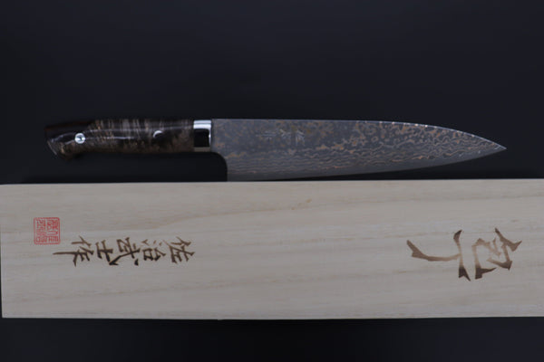 Takeshi Saji Gyuto Takeshi Saji SUMMIT ― Limited Edition Custom Series SMT-1092 VG-10W Multi-Colored Golden-Rainbow Damascus Gyuto 210mm (8.2 Inch)