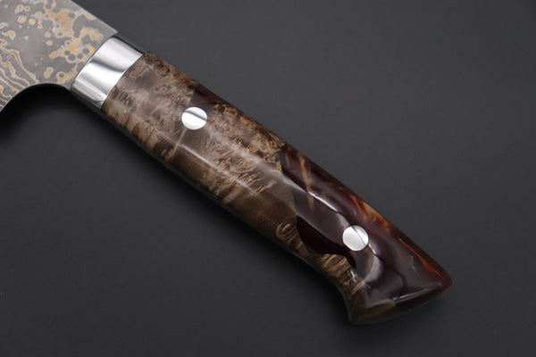 Takeshi Saji Gyuto Takeshi Saji SUMMIT ― Limited Edition Custom Series SMT-1092 VG-10W Multi-Colored Golden-Rainbow Damascus Gyuto 210mm (8.2 Inch)