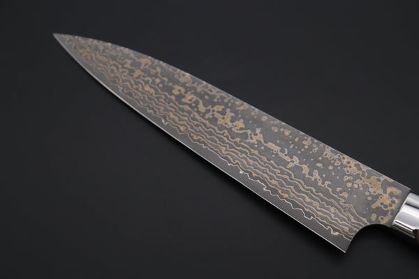 Takeshi Saji Gyuto Takeshi Saji SUMMIT ― Limited Edition Custom Series SMT-1092 VG-10W Multi-Colored Golden-Rainbow Damascus Gyuto 210mm (8.2 Inch)
