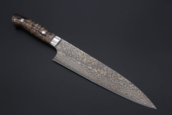 Takeshi Saji Gyuto Takeshi Saji SUMMIT ― Limited Edition Custom Series SMT-1092 VG-10W Multi-Colored Golden-Rainbow Damascus Gyuto 210mm (8.2 Inch)