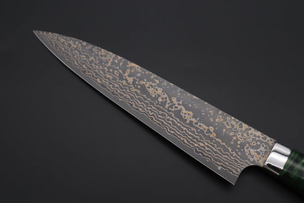 Takeshi Saji Gyuto Takeshi Saji SUMMIT ― Limited Edition Custom Series SMT-1094 VG-10W Multi-Colored Golden-Rainbow Damascus Gyuto 210mm (8.2 Inch)